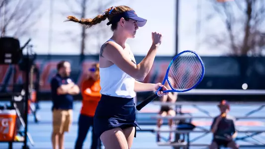 CHAMPAIGN, IL - March 21, 2026 - McKenna Schaefbauer during the match between the Purdue Boilermakers and the Illinois Fighting Illini at Atkins Tennis Center in Champaign, IL. Photo By Lucas Sun