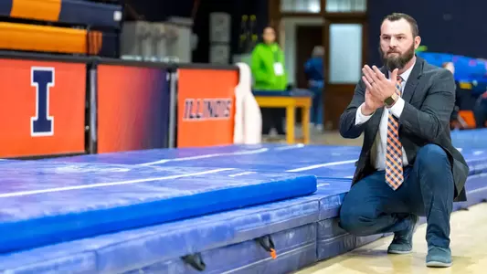 CHAMPAIGN, IL - March 08, 2026 - Head Coach Josh Nilson during the meet between the Alabama Crimson Tide and the Illinois Fighting Illini at Huff Hall in Champaign, IL. Photo By Ashley Ray/Fighting Illini