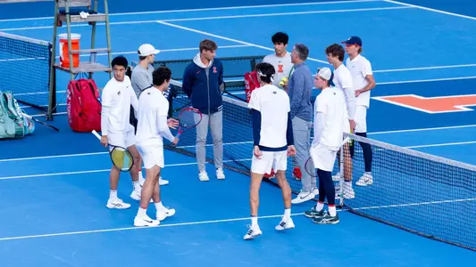 CHAMPAIGN, IL - May 01, 2026 - The Fighting Illini during the Round 1 Match of the NCAA Tournament between the Yale Bulldogs and the Illinois Fighting Illini at Atkins Tennis Center in Champaign, IL. Photo By Knox Mynatt/Fighting Illini