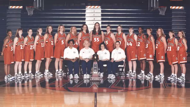 Illinois women's basketball 1996-97 Big Ten Regular Season Champions team photo with trophy