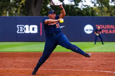 URBANA, IL - September 21, 2025 - Right-Handed Pitcher Christina Crawford (#55) during the game between the Parkland College Cobras and the Illinois Fighting Illini at Eichelberger Field in Champaign, IL. Photo By Dwayne Banks Jr./ Fighting Illini