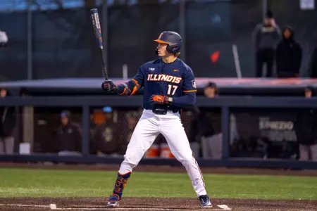 CHAMPAIGN, IL - February 25, 2026 - Outfielder Cole Crafton (#17) during the game between the Lindenwood Lions and the Illinois Fighting Illini at Illinois Field in Champaign, IL. Photo By Ashley Ray/Fighting Illini