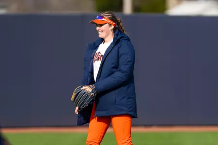 CHAMPAIGN, IL - March 14, 2026 - Infielder Ella Cushing (#98) during the game between the Iowa Hawkeyes and the Illinois Fighting Illini at Eichelberger Field in Champaign, IL. Photo By Ashley Ray/Fighting Illini