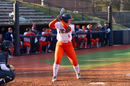 CHAMPAIGN, IL - March 14, 2026 - Infielder Adisyn Caryl (#5) during the game between the Iowa Hawkeyes and the Illinois Fighting Illini at Eichelberger Field in Champaign, IL. Photo By Ashley Ray/Fighting Illini