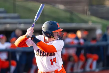 CHAMPAIGN, IL - March 14, 2026 - Infielder Eileen Donahue (#19) during the game between the Iowa Hawkeyes and the Illinois Fighting Illini at Eichelberger Field in Champaign, IL. Photo By Ashley Ray/Fighting Illini