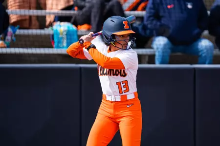 CHAMPAIGN, IL - March 14, 2026 - Outfielder Eden Echevarria (#13) during the game between the Iowa Hawkeyes and the Illinois Fighting Illini at Eichelberger Field in Champaign, IL. Photo By Lucas Sun