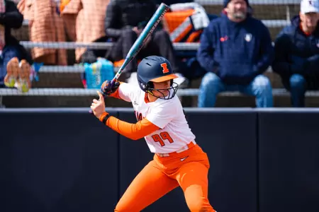 CHAMPAIGN, IL - March 14, 2026 - Catcher Jackie Yeager (#99) during the game between the Iowa Hawkeyes and the Illinois Fighting Illini at Eichelberger Field in Champaign, IL. Photo By Lucas Sun