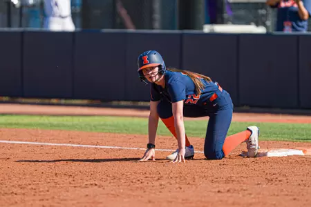 CHAMPAIGN, IL - March 21, 2026 - Outfielder Brooke Stang (#22) during the game between the Northwestern Wildcats and the Illinois Fighting Illini at Eichelberger Field in Champaign, IL. Photo By Eason Zhou/Fighting Illini