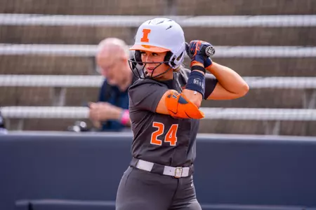 CHAMPAIGN, IL - March 22, 2026 - Outfielder Skylar Brennan (#24) during the game between the Northwestern Wildcats and the Illinois Fighting Illini at Eichelberger Field in Champaign, IL. Photo By Lucas Sun