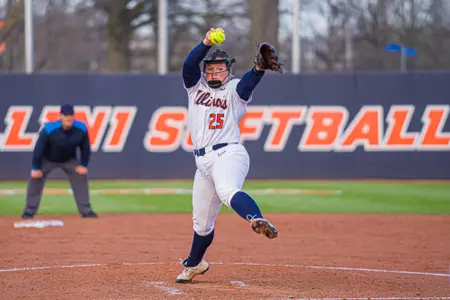 CHAMPAIGN, IL - March 24, 2026 - Right-Handed Pitcher Danika Frazier (#25) during the game between the Northern Iowa Panthers and the Illinois Fighting Illini at Eichelberger Field in Champaign, IL. Photo By Eason Zhou/Fighting Illini