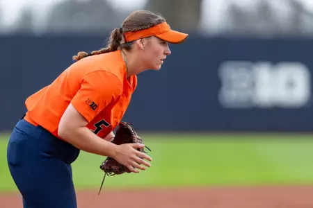 CHAMPAIGN, IL - March 31, 2026 - Infielder Adisyn Caryl (#5) during the game between the Illinois State Redbirds and the Illinois Fighting Illini at Eichelberger Field in Champaign, IL. Photo By Ashley Ray/Fighting Illini