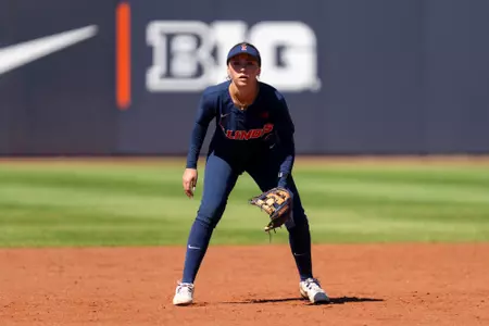 CHAMPAIGN, IL - April 25, 2026 - Infielder Reese Hunkins (#1) during the game between the PennState SB and the Illinois Fighting Illini at Eichelberger Field in Champaign, IL. Photo By Ashley Ray/Fighting Illini