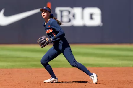 CHAMPAIGN, IL - April 25, 2026 - Infielder Reese Hunkins (#1) during the game between the PennState SB and the Illinois Fighting Illini at Eichelberger Field in Champaign, IL. Photo By Ashley Ray/Fighting Illini