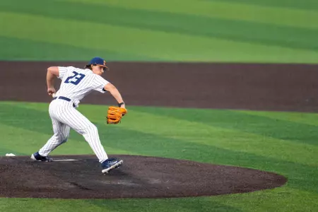 CHAMPAIGN, IL - May 09, 2026 - Left Handed Pitcher Reed Gannon (#23) during the game between the Northwestern Wildcats and the Illinois Fighting Illini at Illinois Field in Champaign, IL. Photo By Ashley Ray/Fighting Illini