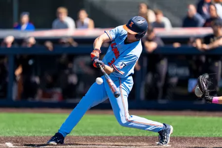 CHAMPAIGN, IL - May 10, 2026 - Outfielder Collin Jennings (#38) during the game between the Northwestern Wildcats and the Illinois Fighting Illini at Illinois Field in Champaign, IL. Photo By Ashley Ray/Fighting Illini