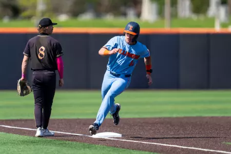 CHAMPAIGN, IL - May 10, 2026 - Infielder AJ Putty (#14) during the game between the Northwestern Wildcats and the Illinois Fighting Illini at Illinois Field in Champaign, IL. Photo By Ashley Ray/Fighting Illini
