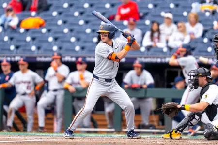 OMAHA, NE - May 19, 2026 - Infielder Jack Zebig (#2) during the Big Ten Tournament game between the Iowa Hawkeyes and the Illinois Fighting Illini at Charles Schwab Field in Omaha, NE. Photo By Ashley Ray/Fighting Illini