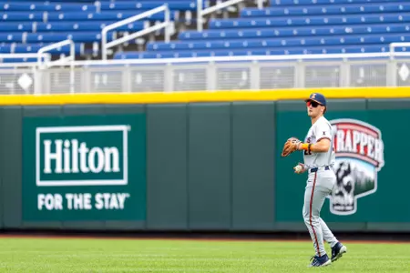 OMAHA, NE - May 19, 2026 - Outfielder Cole Warehime (#22) during the Big Ten Tournament game between the Iowa Hawkeyes and the Illinois Fighting Illini at Charles Schwab Field in Omaha, NE. Photo By Ashley Ray/Fighting Illini