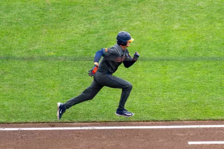 OMAHA, NE - May 20, 2026 - Outfielder Collin Jennings (#38) during the Big Ten Tournament game between the Purdue Boilermakers and the Illinois Fighting Illini at Charles Schwab Field in Omaha, NE. Photo By Ashley Ray/Fighting Illini