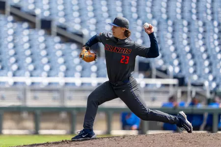 OMAHA, NE - May 20, 2026 - Left Handed Pitcher Reed Gannon (#23) during the Big Ten Tournament game between the Purdue Boilermakers and the Illinois Fighting Illini at Charles Schwab Field in Omaha, NE. Photo By Ashley Ray/Fighting Illini