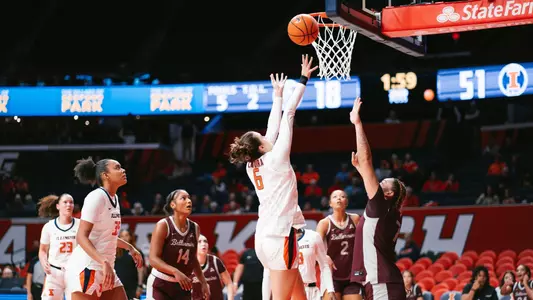 CHAMPAIGN, IL - December 2, 2025 - Photos taken during the women's basketball game between the Bellarmine Knights and the Illinois Fighting Illini at SFC in Champaign, IL. (Photo By Madison Dabrowski/Illinois Athletics)