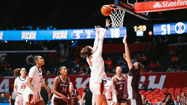 CHAMPAIGN, IL - December 2, 2025 - Photos taken during the women's basketball game between the Bellarmine Knights and the Illinois Fighting Illini at SFC in Champaign, IL. (Photo By Madison Dabrowski/Illinois Athletics)