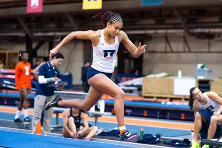 CHAMPAIGN, IL - January 10, 2026 - Heptathlete Melissa Wullschleger during the Illini Open at the Illinois Armory in Champaign, IL. Photo By Ashley Ray/Fighting Illini