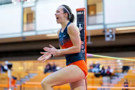 CHAMPAIGN, IL - January 23, 2026 - Jumper / Heptathlete Lucie Kienast during the Fighting Illini Challenge & Combined Events at the Illinois Armory in Champaign, IL. Photo By Ashley Ray/Fighting Illini