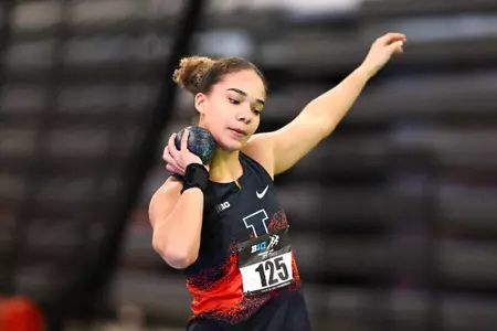 INDIANAPOLIS, IN - February 28, 2026 - Heptathlete Melissa Wullschleger during the Big Ten Championship at Fall Creek Pavilion in Indianapolis, IN. Photo By Big Ten