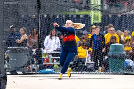 CHAMPAIGN, IL - May 01, 2026 - Thrower Cecelia Young during Gary Wieneke Memorial Meet at Demirjian Park in Champaign, IL. Photo By Ashley Ray/Fighting Illini