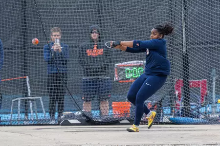 CHAMPAIGN, IL - May 08, 2026 - Thrower Jordan Koskondy during the Illini Tune Up at Demirjian Park in Champaign, IL. Photo By Eason Zhou/Fighting Illini