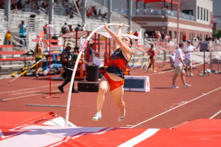 May 15, 2026 - Pole Vaulter Anastasia Retsa during Big Ten Outdoor Championships at Nebraska Outdoor Track in Lincoln, NE. Photo By Nick Tomanelli/Fighting Illini