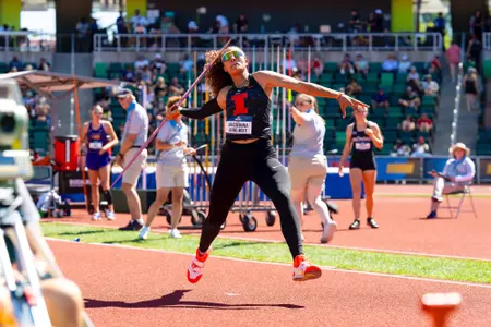 EUGENE, OR - June 12, 2026 - Heptathlete JaiCieonna Gero-Holt during the NCAA Outdoor National Championship at Hayward Field in Eugene, OR. Photo By Ashley Ray/Fighting Illini