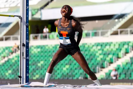 EUGENE, OR - June 12, 2026 - Jumper Rose Yeboah during the NCAA Outdoor National Championship at Hayward Field in Eugene, OR. Photo By Ashley Ray/Fighting Illini