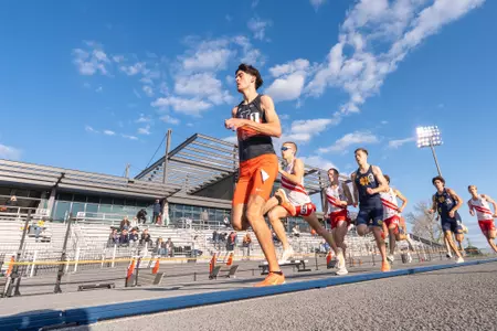 CHAMPAIGN, IL - May 02, 2026 - Distance Runner Pol Molins during Gary Wieneke Memorial Meet at Demirjian Park in Champaign, IL. Photo By Knox Mynatt/Fighting Illini