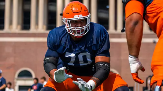 Maika Matelau in fall camp (Aaron Quinn)