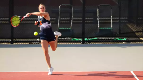 COLUMBUS, OHIO - APRIL 24: Cara Mester during the quarterfinals of the 2026 Big Ten Women’s Tennis Championships at the Ty Tucker Tennis Center on April 24, 2026 in Columbus, Ohio. (Photo by Kirk Irwin Big Ten/University Images via Getty Images)