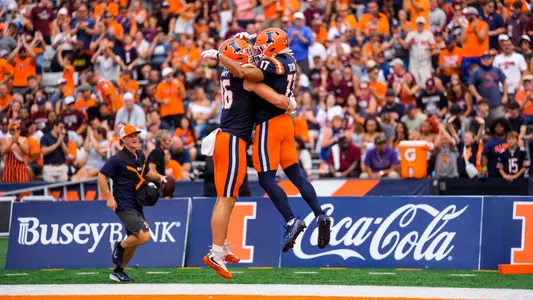 Collin Dixon and Christian Abney TD celebration vs. Southern Illinois 9/19/26