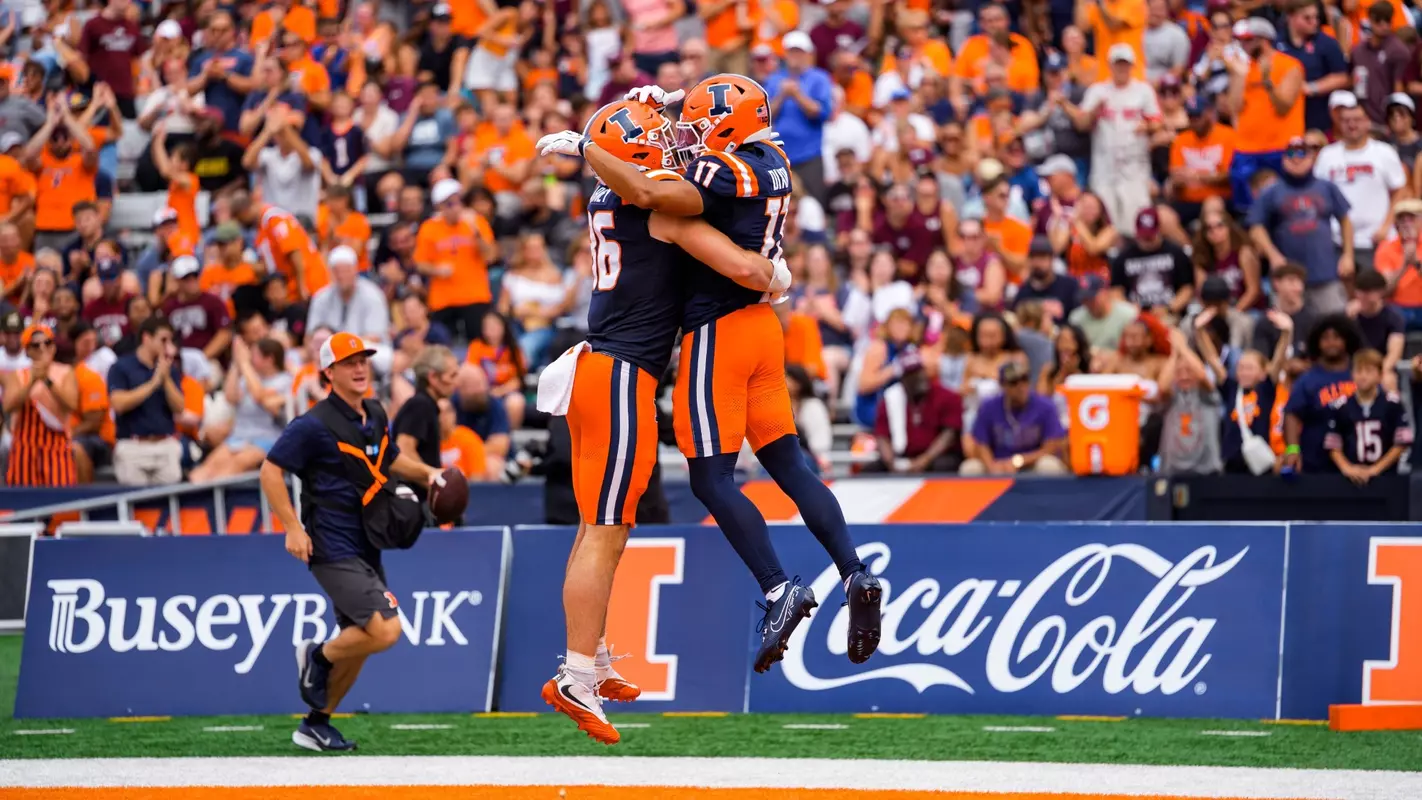 Collin Dixon and Christian Abney TD celebration vs. Southern Illinois 9/19/26