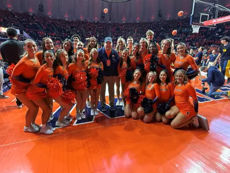 David Mizer with 2026 cheer squad