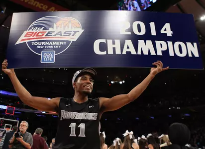 Mar 15, 2014; New York, NY, USA; Providence Friars guard Bryce Cotton (11) celebrates after defeating the Providence Friars to win the championship game of the Big East college basketball tournament at Madison Square Garden. Mandatory Credit: Adam Hunger-USA TODAY Sport