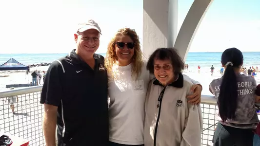 John O'Neill with Rhode Island Olympians Elizabeth Beisel and Clara Walke