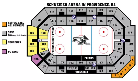 Schneider Arena seating map in Providence, R.I