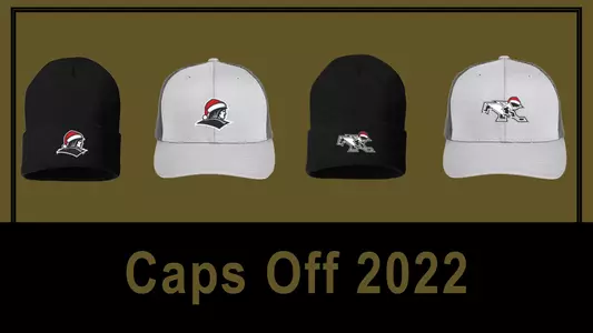 Friarhead and Skating Friar winter-themed hats for "Caps Off 2022"