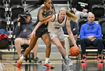 Emily Archibald dribbles up the floor in a game vs. Boston College