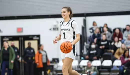 Feb. 01, 2023; Providence, Rhode Island, USA; Providence Friars guard Kylee Sheppard (1) during a Big East matchup between UConn and Providence College held at Alumni Hall. The Huskies won the 64-54 over the Friars. Photo by Brian Foley for Foley-Photography.