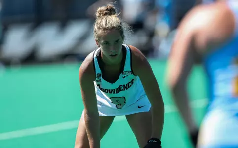 Hannah McKenney sets up on defense during a game vs. LIU during the 2023 season.