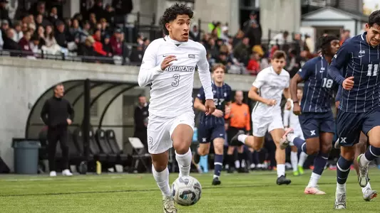 MSOC vs. Xavier (Nov. 2) Gabriel Chavez running with the soccer ball