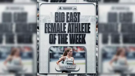 BIG EAST Female Athlete of the Week Shannon Flockhart December 7 through 15, picture of Shannon Flockhart running