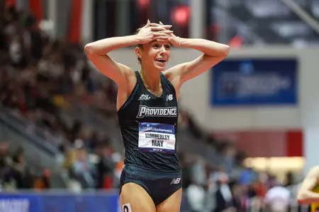 Kimberley May–Women's Track at NCAA Indoor Championship Action Photo